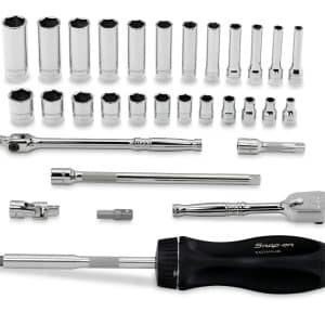 31 pc 1/4" Drive 6-Point Metric Shallow General Service Socket Set (5-15 mm) – 131TMPB (131TMPB)
