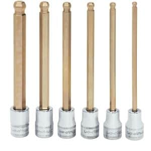 6 pc 3/8" Drive Metric Long Ball Hex Bit Socket Set (4-10 mm) – 206EFABLM (206EFABLM)