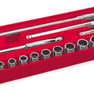 17 pc 1/2" Drive 12-Point SAE General Service Socket Set