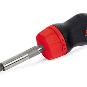 SGDMRC11A — Ratcheting Soft Grip Stubby Screwdriver (Red)