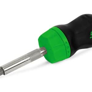 SGDMRC11AG — Ratcheting Soft Grip Stubby Screwdriver (Green)