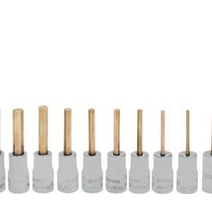 110ETMAY — 10 pc 1/4" Drive SAE Hex Driver Bit Socket Set (1/16-1/4")