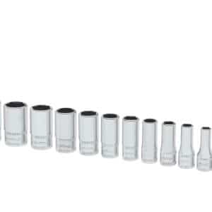 112TMMSY — 12 pc 1/4" Drive 6-Point Flank Drive® Semi-Deep Metric Socket Set (5–15 mm)