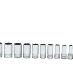 211FSSY — 11 pc 3/8" Drive 6-Point SAE Flank Drive® Semi-Deep Socket Set (1/4-7/8")