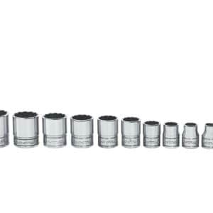 211FY — 11 pc 3/8" Drive 12-Point SAE Flank Drive® Shallow Socket Set (1/4, 5/16, 3/8-7/8")