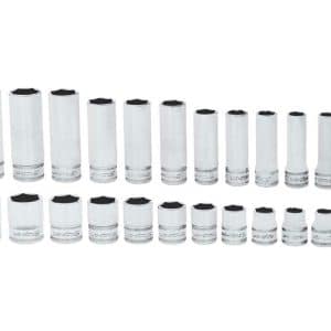 224SFFSM — 24 pc 3/8" Drive 6-Point Metric Flank Drive® Shallow/Deep Combination Socket Set (8-19 mm)