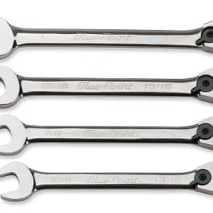BOER704 — 4 pc 12-Point SAE 15° Offset Ratcheting Box/Open-End Wrench Set (13/16–1") (Blue-Point®)