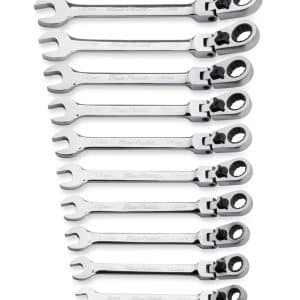 BOERMF712A — 12 pc 12-Point Metric 15° Offset Flex-Head Ratcheting Box/Open-End Wrench Set (8–19 mm) (Blue-Point®)