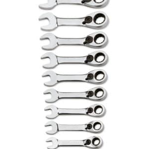 BOERMS712 — 12 pc Metric 15° Offset Short Ratcheting Combination Wrench Set (8-19 mm) (Blue-Point®)