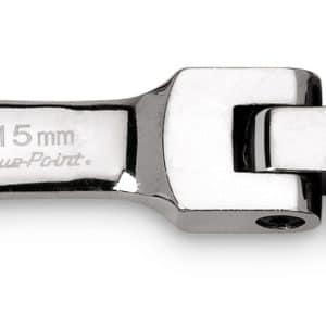 BOERMSF15 — 15 mm 12-Point Metric Midget 15° Offset Box Flex-Head Ratcheting Combination Wrench (Blue-Point®)