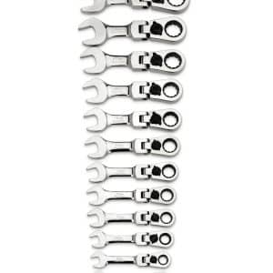 BOERMSF712 — 12 pc 12-Point Metric Midget 15° Offset Box Flex-Head Ratcheting Combination Wrench Set (8-19 mm) (Blue-Point®)