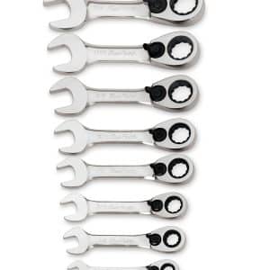 BOERS708 — 8 pc 12-Point SAE Short 15° Offset Ratcheting Box/Open-End Wrench Set (5/16-3/4") (Blue-Point®)