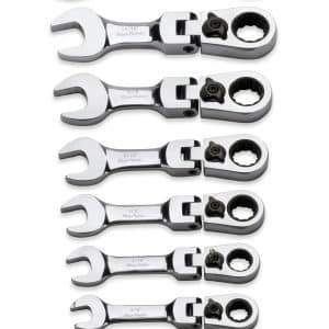 BOERSF708 — 8 pc 12-Point SAE Midget 15° Offset Box Flex-Head Ratcheting Combination Wrench Set (5/16-3/4") (Blue-Point®)