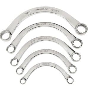 CX605 — 5 pc 12-Point SAE Flank Drive® Half-Moon Box Wrench Set (7/16–15/16")