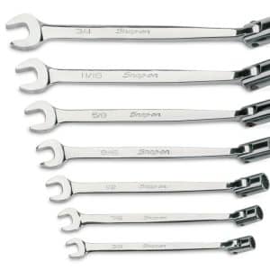 FHO607B — 7 pc 12-Point SAE Flank Drive® Flex-Head/Open-End Combination Wrench Set (3/8–3/4")