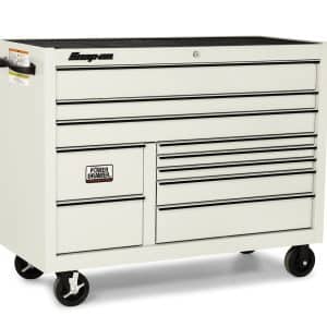 KCP1422BDC — 55" 10-Drawer Double-Bank Classic Series Three Extra Wide Drawer Roll Cab with Power Drawer and SpeeDrawer (White with Black Trim and Blackout Details)