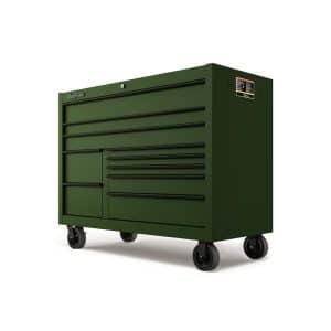 KCP1422PZR — 55" 10-Drawer Double-Bank Classic Series Three Extra Wide Drawer Roll Cab with Power Drawer and SpeeDrawer (Combat Green with Black Trim and Blackout Details)