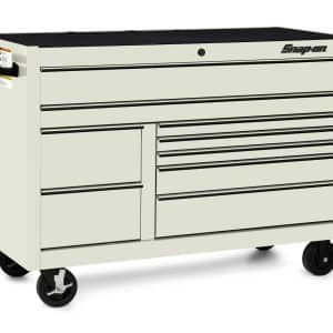 KCP2422BDC — 55" Nine-Drawer Double-Bank Classic Series Roll Cab with Power Drawer (White with Black Trim and Blackout Details)