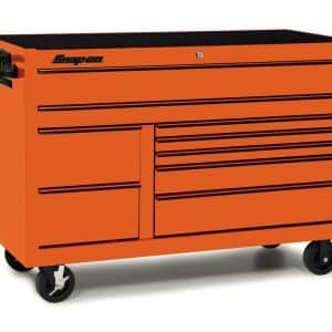 KCP2422BKH — 55" Nine-Drawer Double-Bank Classic Series Roll Cab with Power Drawer (Electric Orange with Black Trim and Blackout Details)
