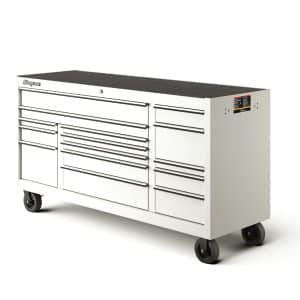 KCP2423BDC — 73" 15-Drawer Triple-Bank Classic Series Roll Cab with Power Drawer (White with Black Trim and Blackout Details)