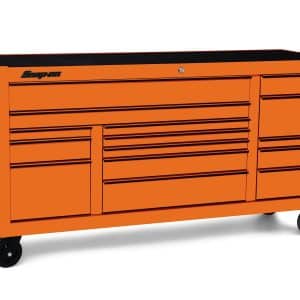 KCP2423BKH — 73" 15-Drawer Triple-Bank Classic Series Roll Cab with Power Drawer (Electric Orange with Black Trim and Blackout Details)