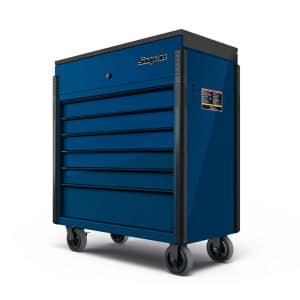KRSC430ABET7 — 40" Sliding Lid Eight-Drawer Bed Liner Shop Cart (Royal Blue with Black Trim and Blackout Details)