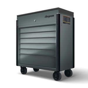 KRSC430APWZ7 — 40" Sliding Lid Eight-Drawer Bed Liner Shop Cart (Storm Gray w/Black Trim)