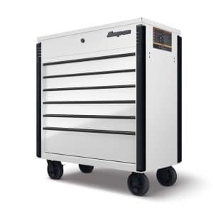 KRSC46HBDC — 40" Six-Drawer Roll Cart (White with Black Trim and Blackout Details)
