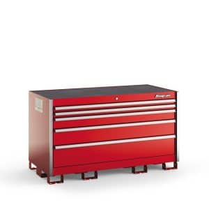 KSDB051AAPBN — Five-Drawer Double-Wide Bench (Red w/Brushed Trim)