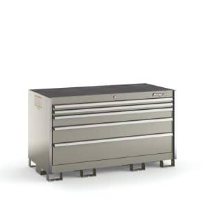 KSDB051AAZBB — Five-Drawer Double-Wide Bench (Arctic Silver w/Brushed Trim)