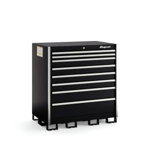 KSES081AAPB — Eight-Drawer Extra-Wide Standing Counter (Gloss Black w/Brushed Trim)