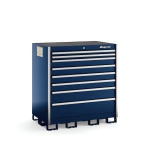 KSES081AAPCN — Eight-Drawer Extra-Wide Standing Counter (Royal Blue with Brushed Trim)