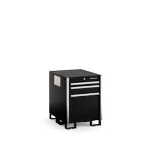 KSND032AAPB — Three-Drawer Narrow Desk (Gloss Black w/Brushed Trim)