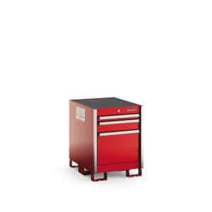 KSND032AAPBN — Three-Drawer Narrow Desk (Red w/Brushed Trim)