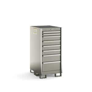 KSNS081AAZBB — Eight-Drawer Narrow Standing Counter (Arctic Silver w/Brushed Trim)