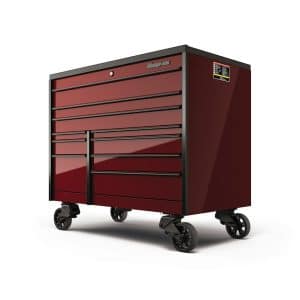 KTL1022ABCR7 — 54" 10-Drawer Double-Bank Masters Series Roll Cab With Bed Liner Top [Cranberry with Black Trim and Blackout Details]