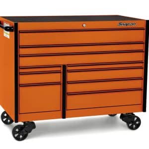 KTL1022ABKH — 54" 10-Drawer Double-Bank Masters Series Roll Cab (Electric Orange with Black Trim and Blackout Details)