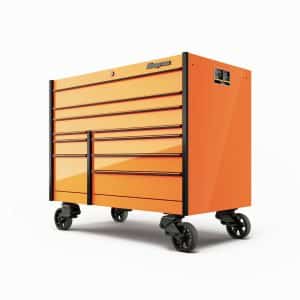 KTL1022ABKH7 — 54" 10-Drawer Double-Bank Masters Series Bed Liner Top Roll Cab (Electric Orange with Black Trim and Blackout Details)