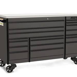KTL1023APWZ1 — 72" 18-Drawer Triple-Bank Masters Series Stainless Steel Top Roll Cab (Storm Gray w/Black Trim)
