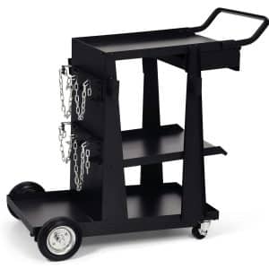 MIGCARTDLA — Dual Machine Welding Cart with Storage for Two Gas Cylinders (Black)