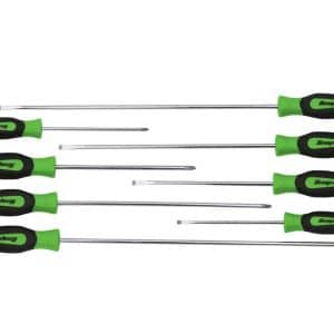 SGDXL80BG — 8 pc Instinct® Soft Grip Extra-Long Combination Cabinet Screwdriver Set (Green)