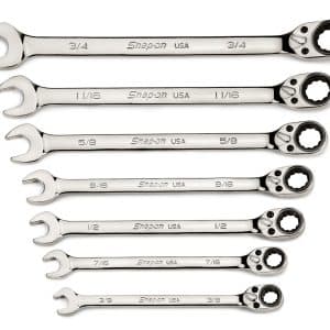 SOSRR707 — 7 pc Spline Flank Drive® Plus Reversible Ratcheting Combination Wrench Set (#12–24)