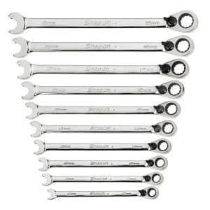 SRXRM710 — 10 pc 12-Point Metric Flank Drive® Ratcheting Box/Speed Open-End Combination Wrench Set (10–19 mm)