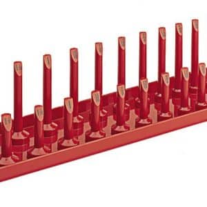 YA12FR — 1/2" Drive SAE 2-Row Socket Holder with Posts (Red)