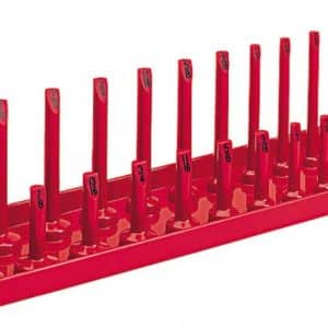 YA38FR — 3/8" Drive SAE 2-Row Socket Holder with Posts (Red)