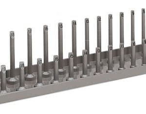 YA38MET — 3/8" Drive Metric 2-Row Socket Holder with Posts (Gray)
