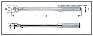 CDI Micro Adjustable Torque Wrench Dimensions