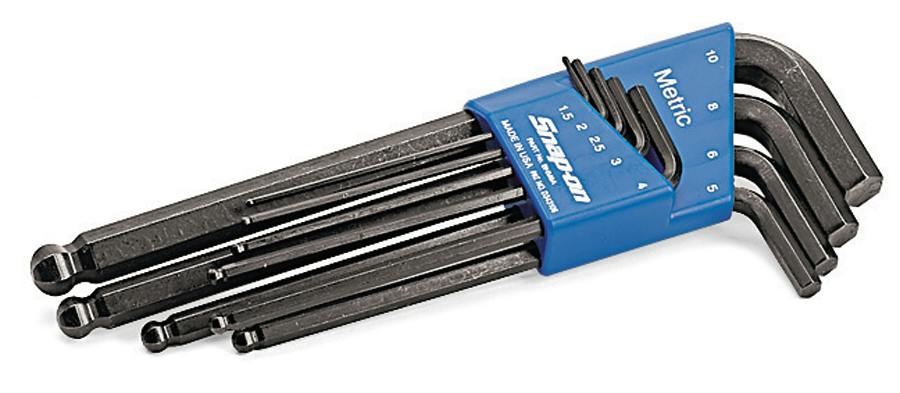 BHM9A Snap-on 9 pc Metric L-Shaped Ball Hex Wrench Set (1.5–10 mm) – BHM9A