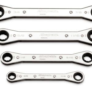 RB604C — 4 pc 12-Point SAE 0° Offset Ratcheting Box Wrench Set